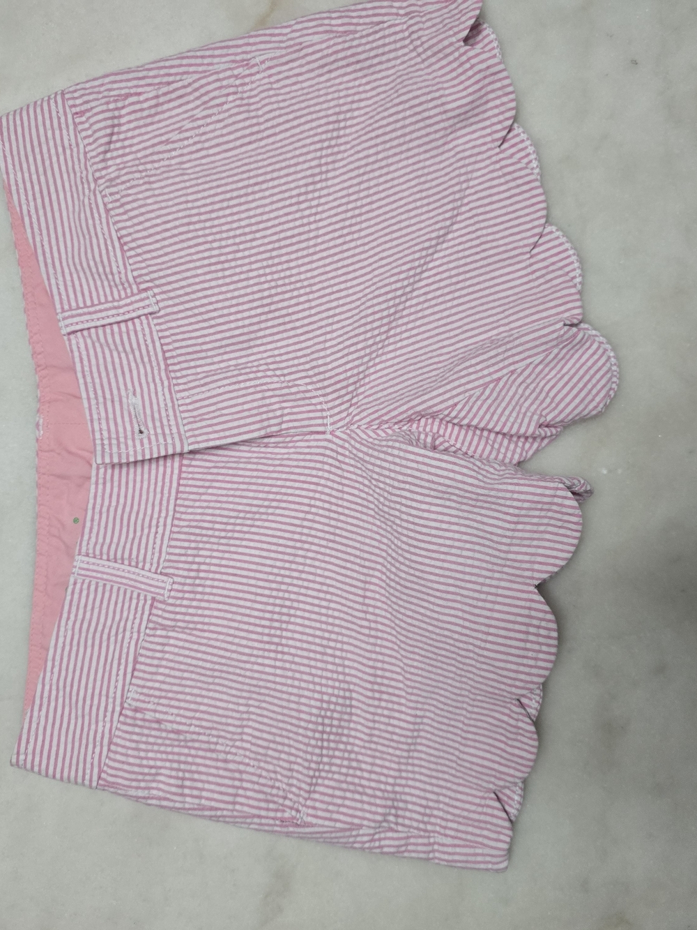 Lilly Pulitzer Pink White Striped Scallop Hem Shorts